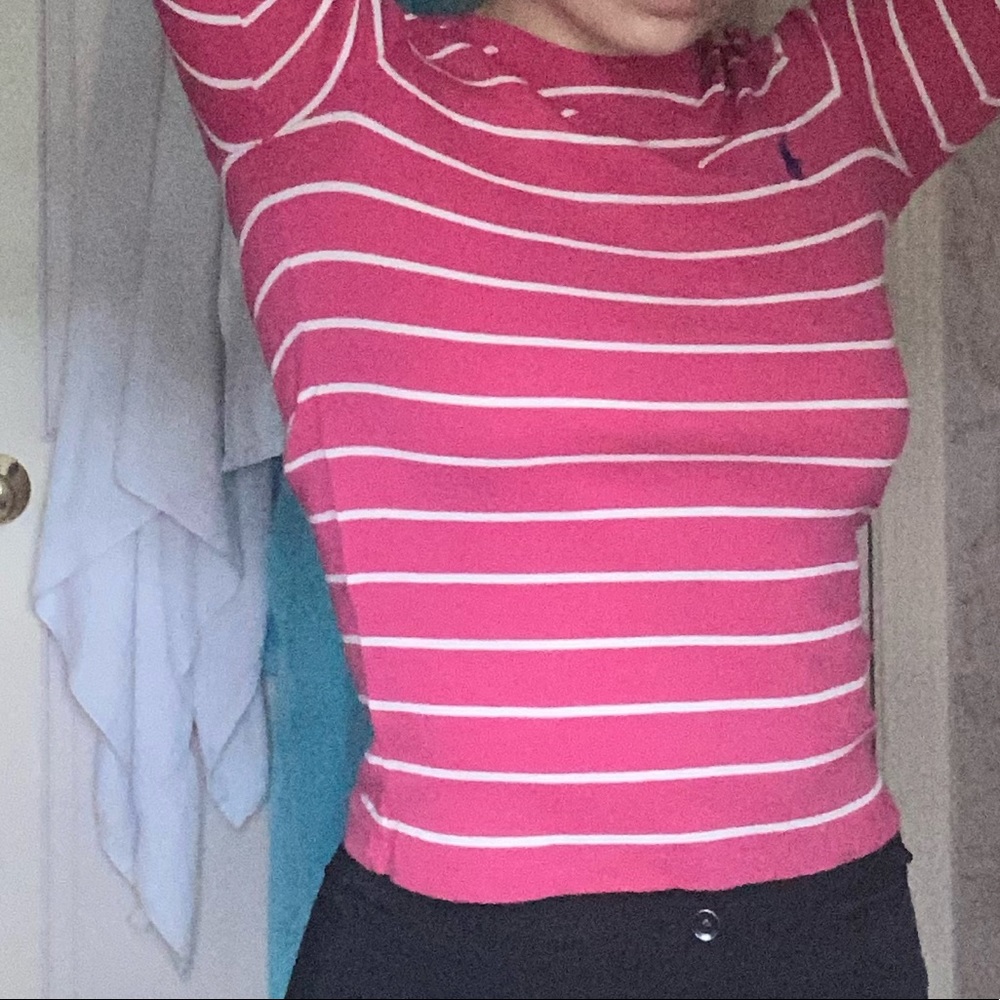 Ralph Lauren pink striped long-sleeved shirt